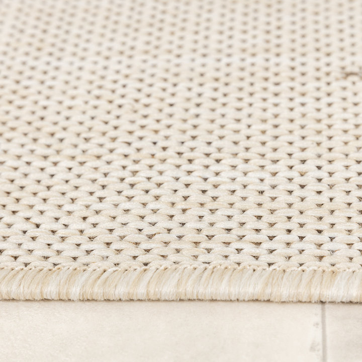 Rond jute buitenkleed - Nomad Leaves Creme | Botanic