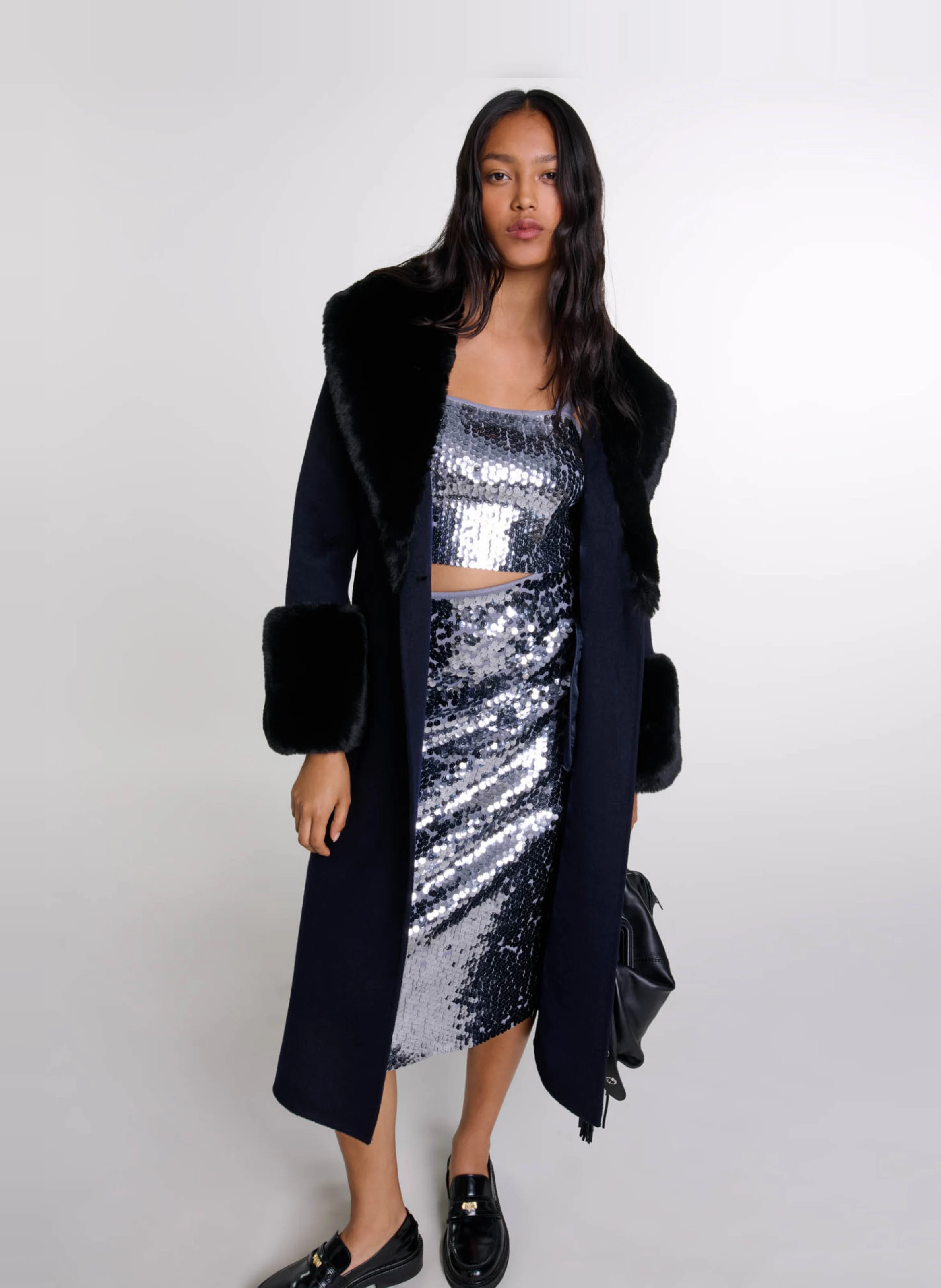 Manteau long double face | Bleu