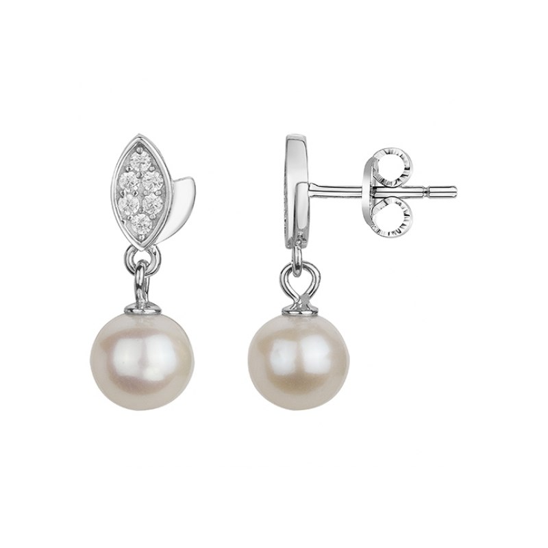 Boucles d'oreilles en Argent avec perle d'eau douce blanc