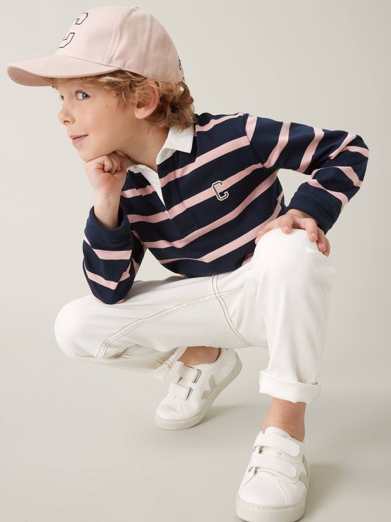 Camisa polo estilo rugby em algodão orgânico para meninos