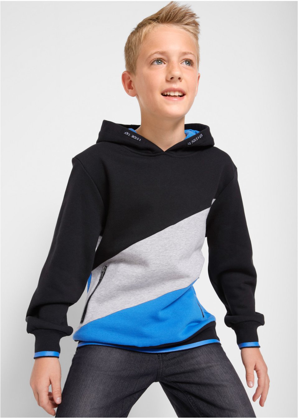 Sweat-shirt garçon à capuche style color block