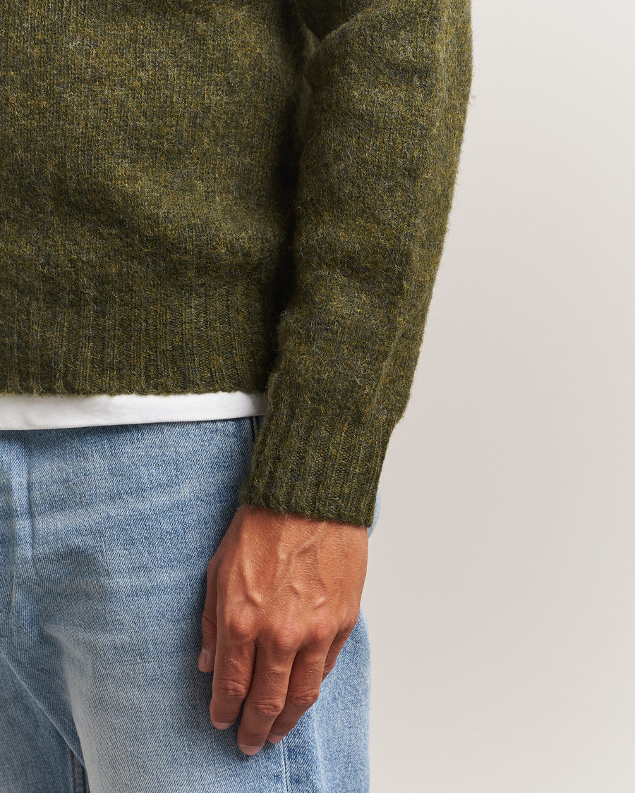 Harley Of Scotland Brushed Supersoft Lambswool Crewneck Scots Pine