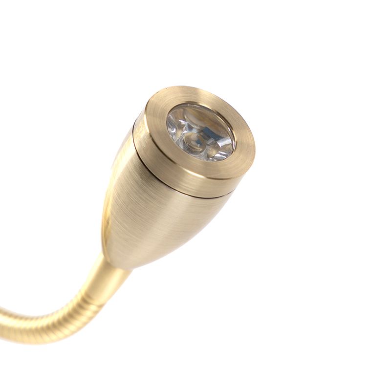 Art deco wandlamp goud met USB en flexarm - Brescia Combi