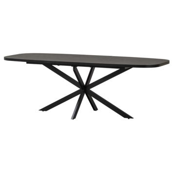 WOOOD eettafel Arros zwart MDF hout 180/220 x 90 cm uitschuifbaar