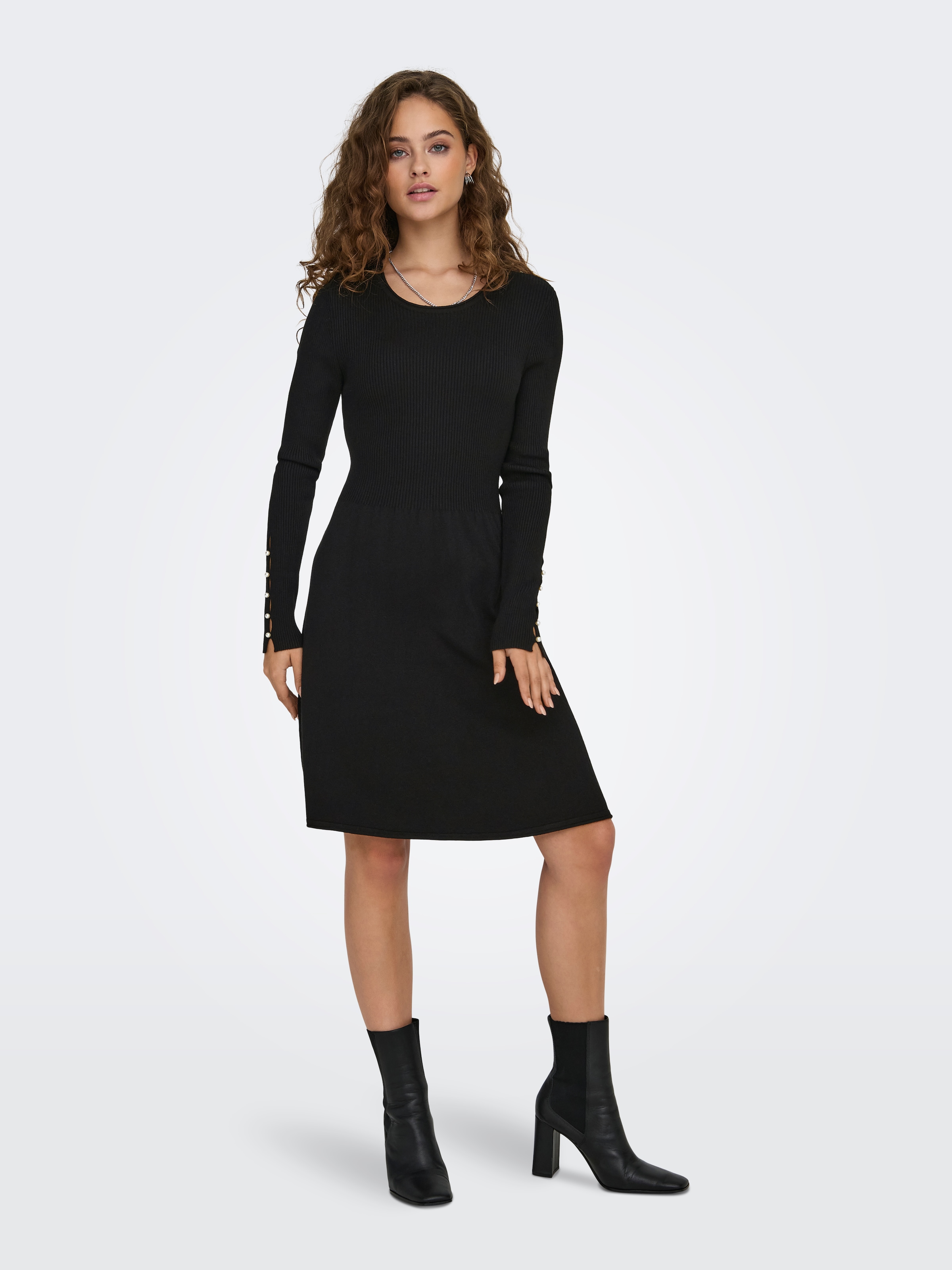 ONLY Midikleid »ONLNATASCHA LS PEARL O-NECK DRESS CC KNT« Sommerkleid