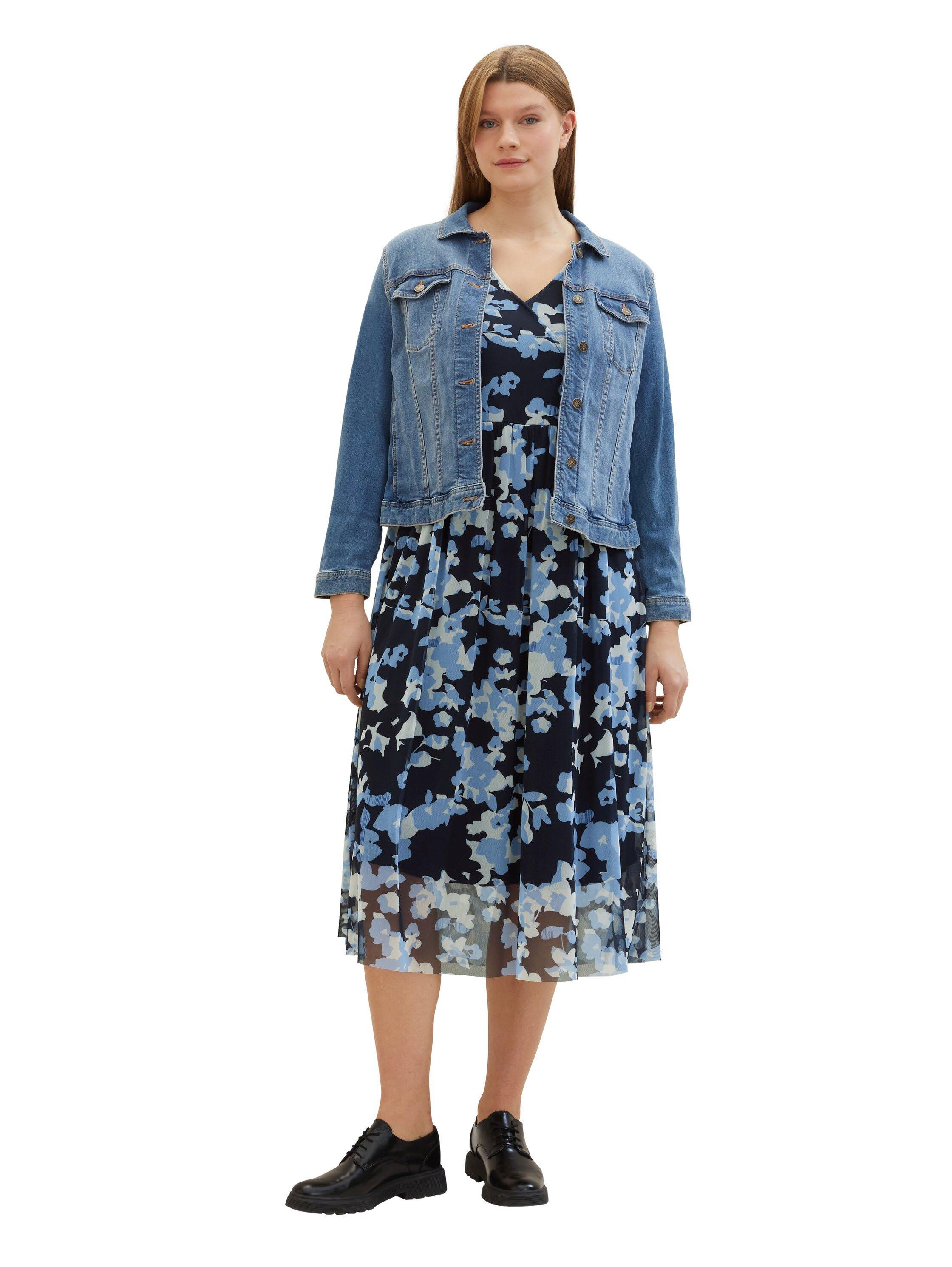 Meshkleid in Wickeloptik, mit Blumenmuster