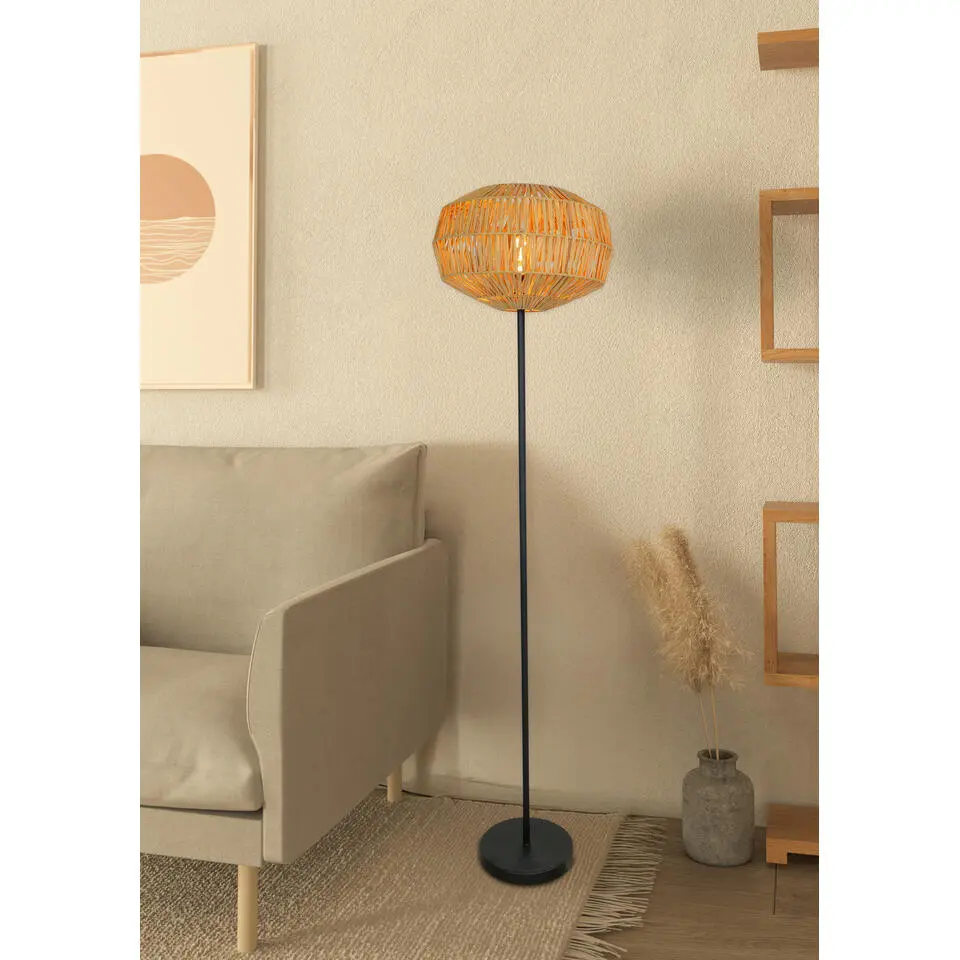 EGLO Sheldon Vloerlamp - E27 - 153.5 cm - Bruin/Zwart - Papier