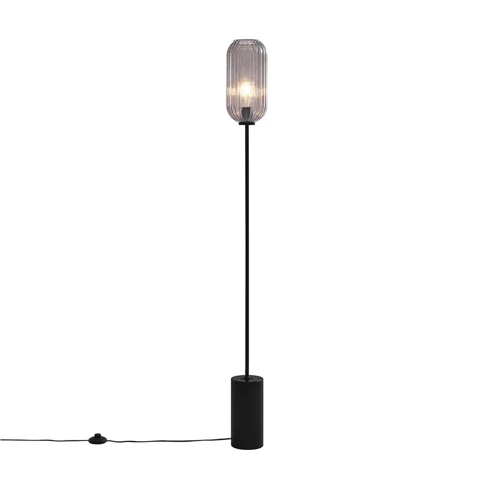 Qazqa vloerlampen rid zwart e27