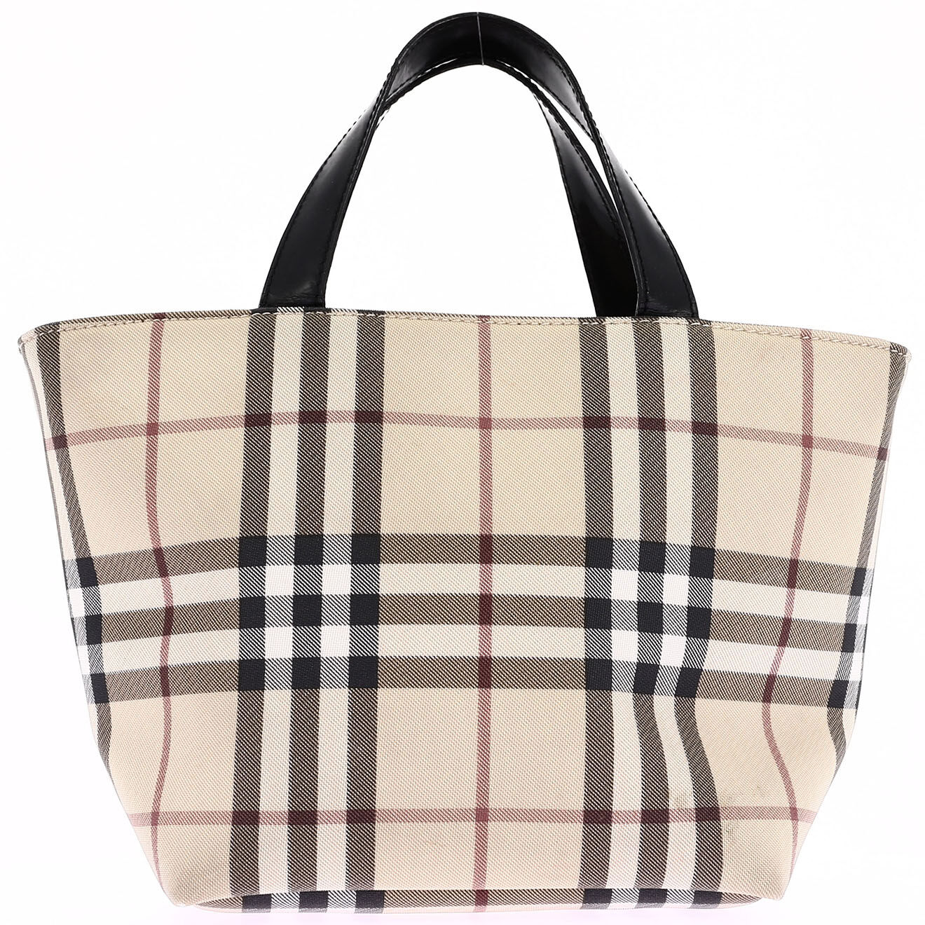 Burberry Sac cabas en Toil enduite imprimé check beige - Très bon état - Longueur 18 cm