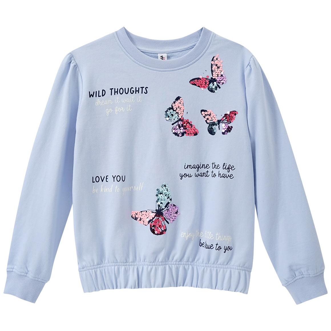 Yigga Mädchen Sweatshirt mit Pailletten hellblau