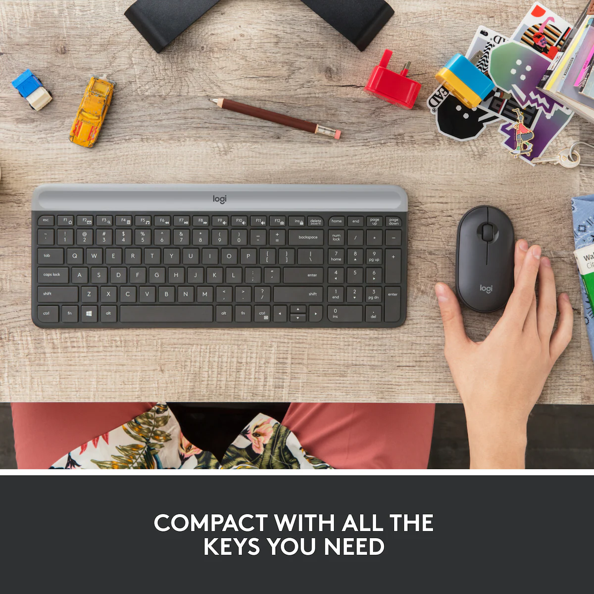Logitech MK470 Slim Combo datamus og tastatur (grafitt)