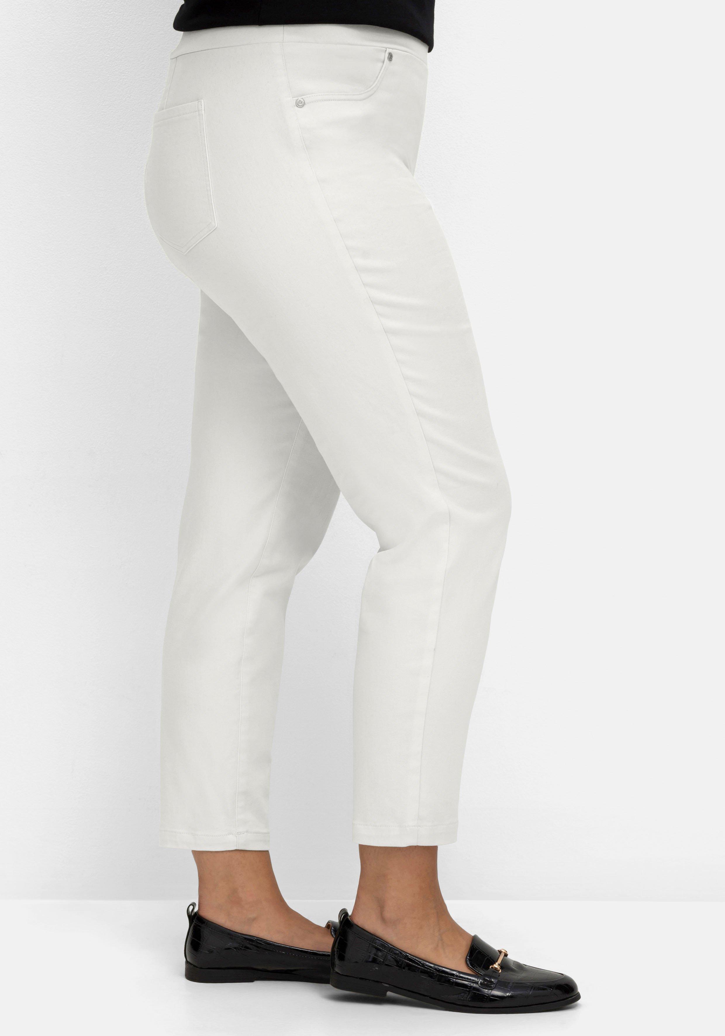 Schmale 7/8-Stretchhose mit elastischem Bund