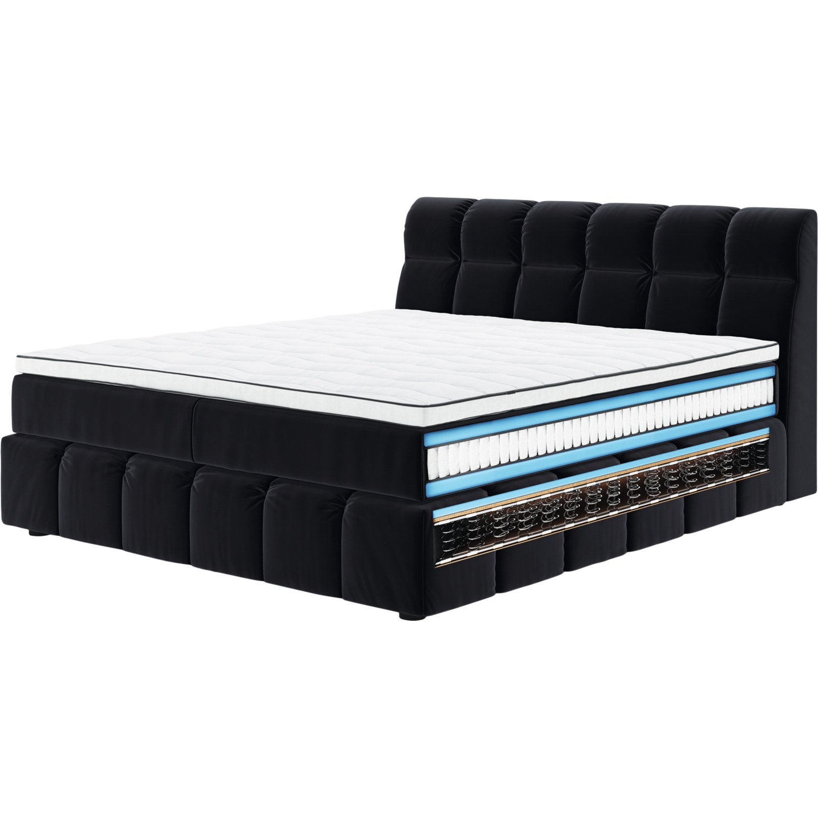 Boxspringbett Downtown Stoff Velvet schwarz 160 x 200 cm