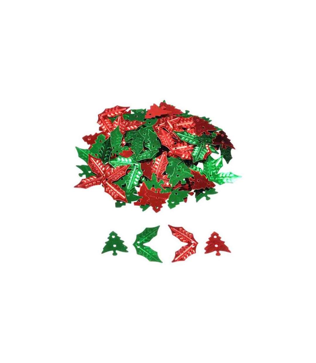 Paris Prix - Lot De Sequins Noël houx & Sapins 40g Rouge & Vert