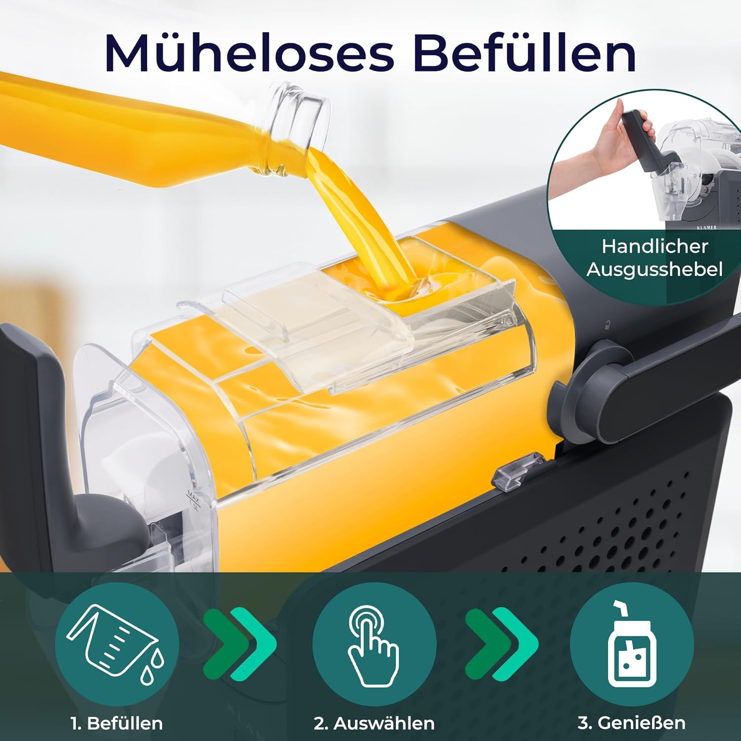 KLAMER Slush Maschine, mit 5 voreingestellten Programmen: Slushie, Cocktail, Milchshake, Frappé, Wein, Automatische Reinigung, 2L Fassungsvolumen, Turbo Freeze, kein Eis erforderlich