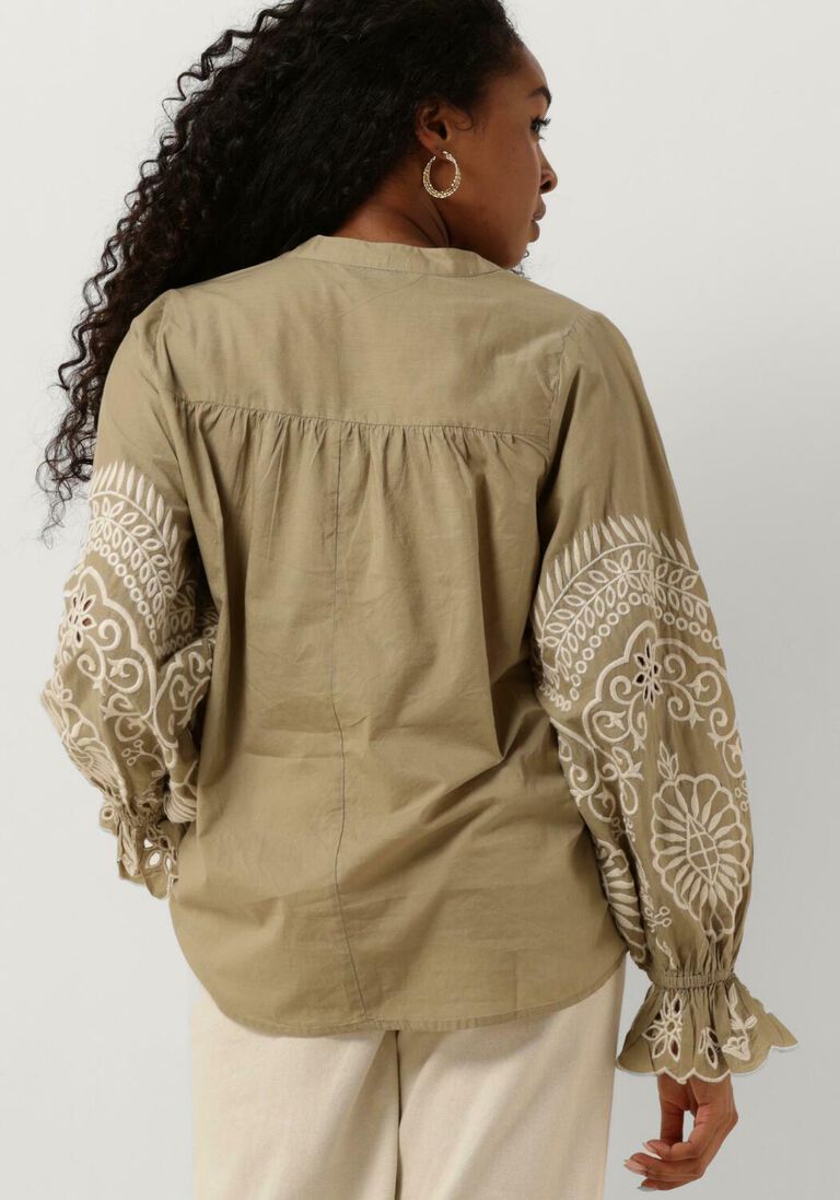 SUMMUM groene summum blouse top ivory embroidery
