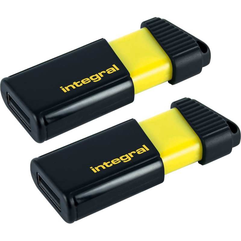 Integral pack de 2 clés USB Pulse 64 Go Usb 2.0 (USB-A) noir/jaune