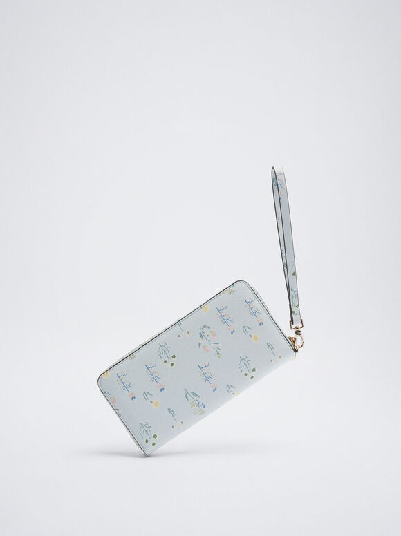 Carteira com estampa floral - Azul