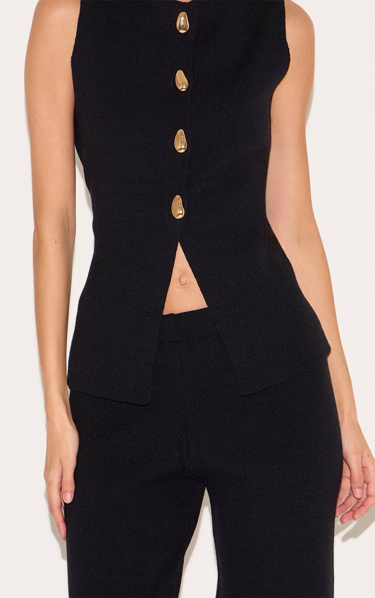 Noir Pantalon En Maille Compacte