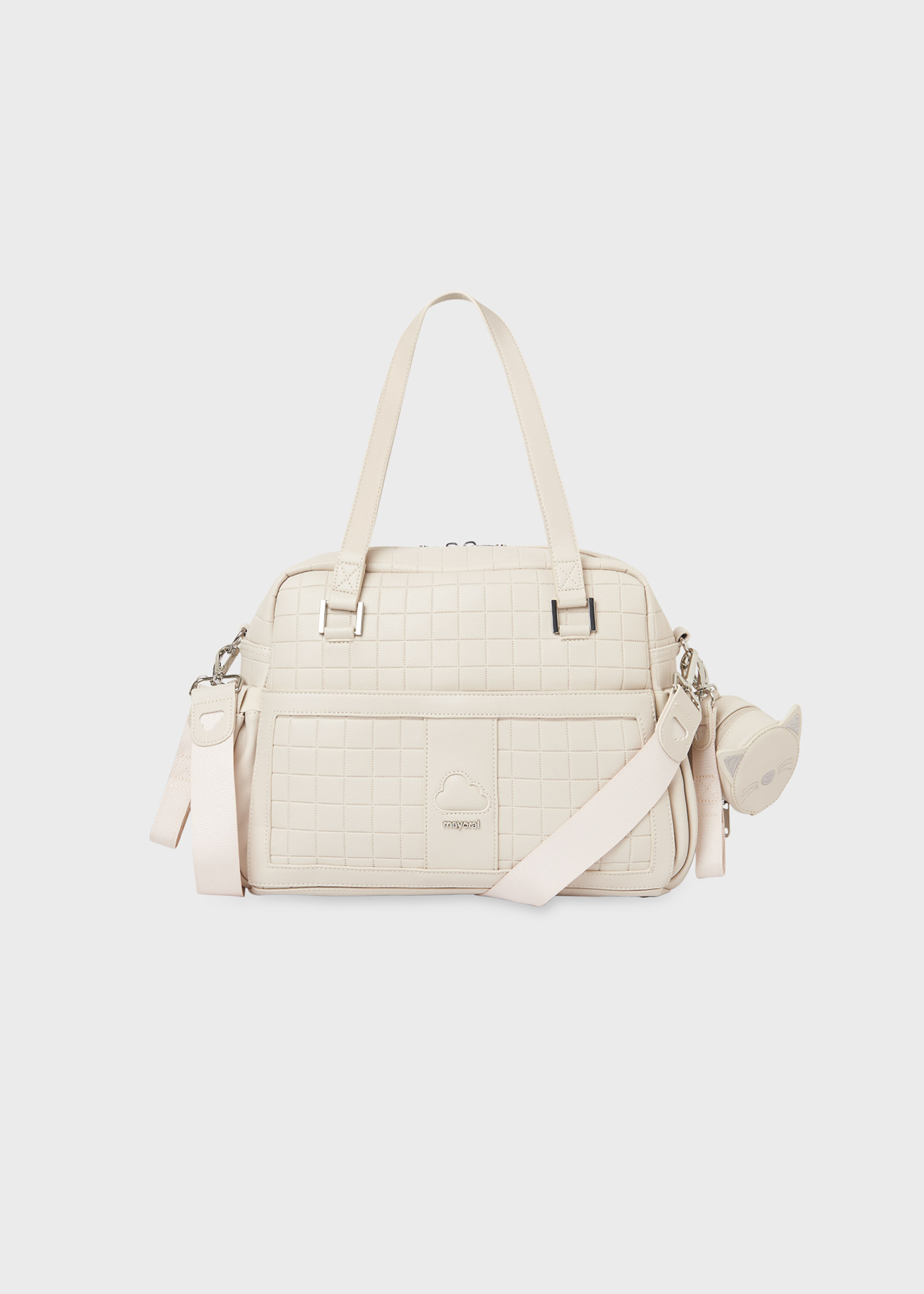 Bolsa acolchoada e porta-chupeta para bebê