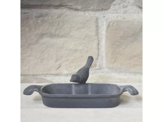 Mangeoire à oiseaux abreuvoir jardin fonte grise 26cm