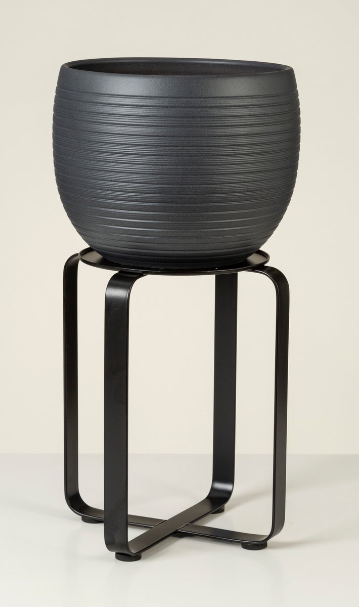 Scheurich Avignon 27, plantenstandaard/bloemenstandaard/bloempotstandaard/sokkel van metaal, kleur: Satin Black, 23,2 cm diameter, 27,3 cm hoog, 14,9 l inhoud.