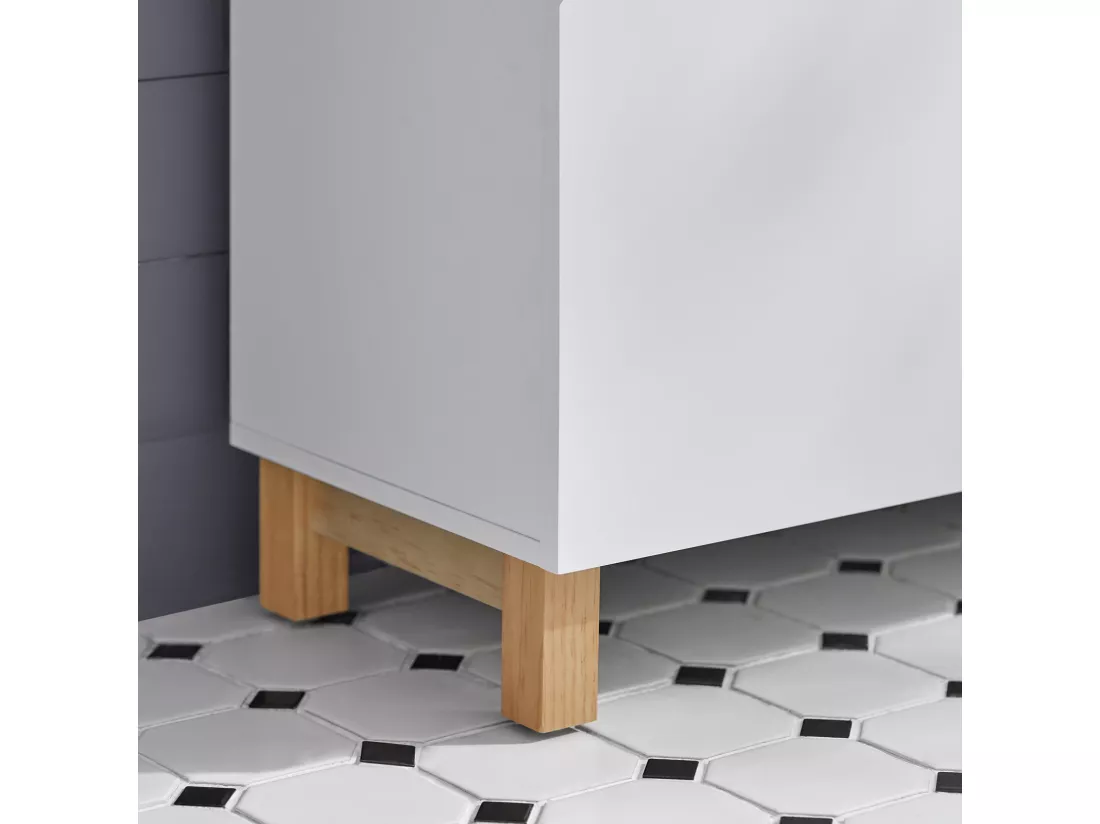 Meuble Sous Lavabo, Meuble Sous Évier, Meuble Sous Vasque Avec 2 Portes, Blanc, BZr92-w