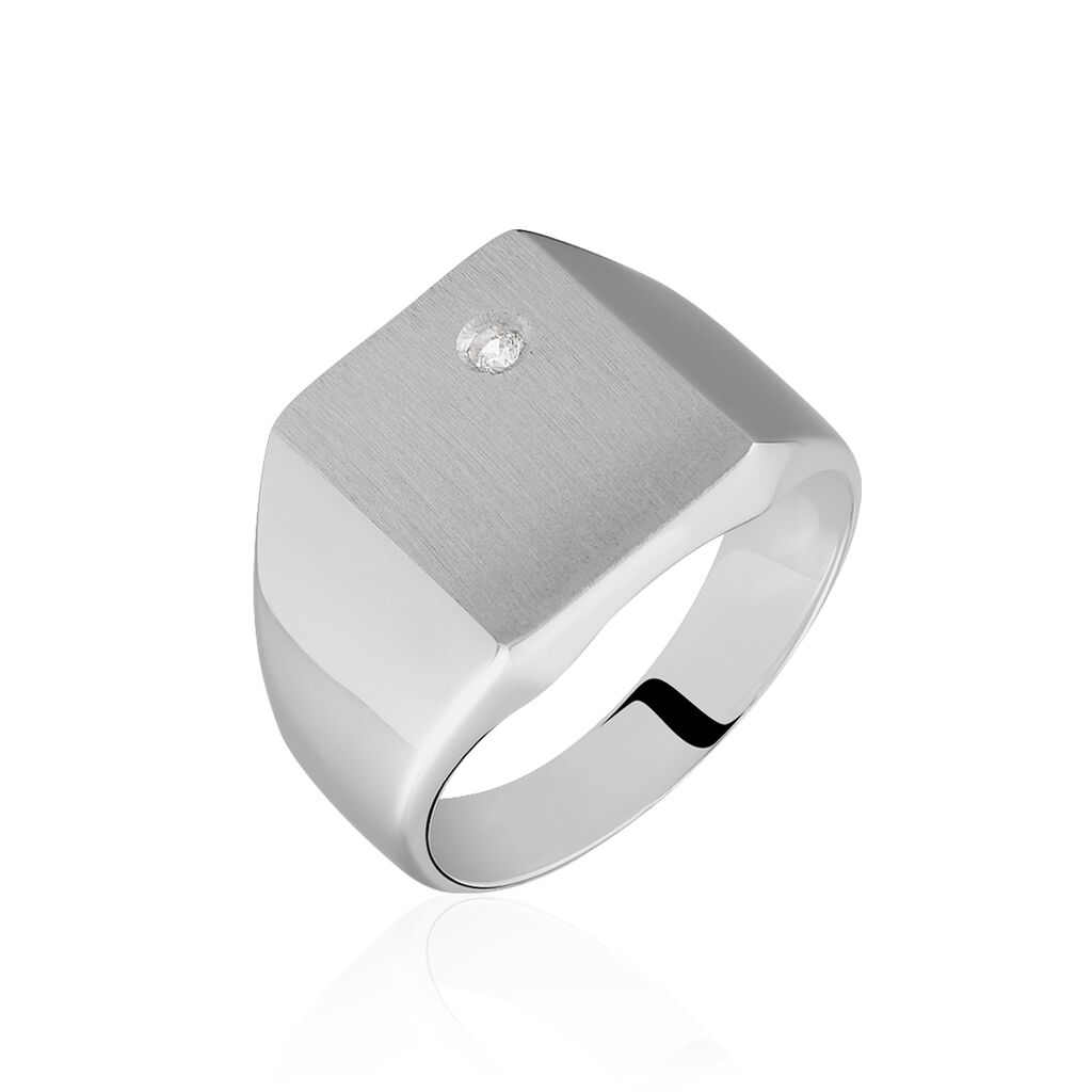 Chevalière Nataniel Argent Blanc Oxyde De Zirconium