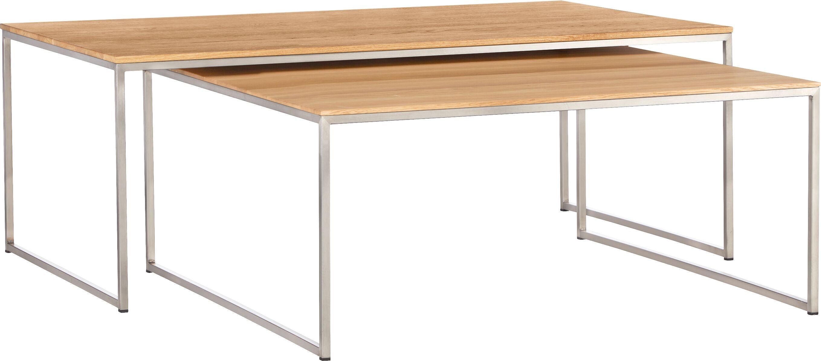 AVEA Salontisch - Eiche massiv / Edelstahl / B: 90.0 cm x T: 90.0 cm x H: 40.0 cm
