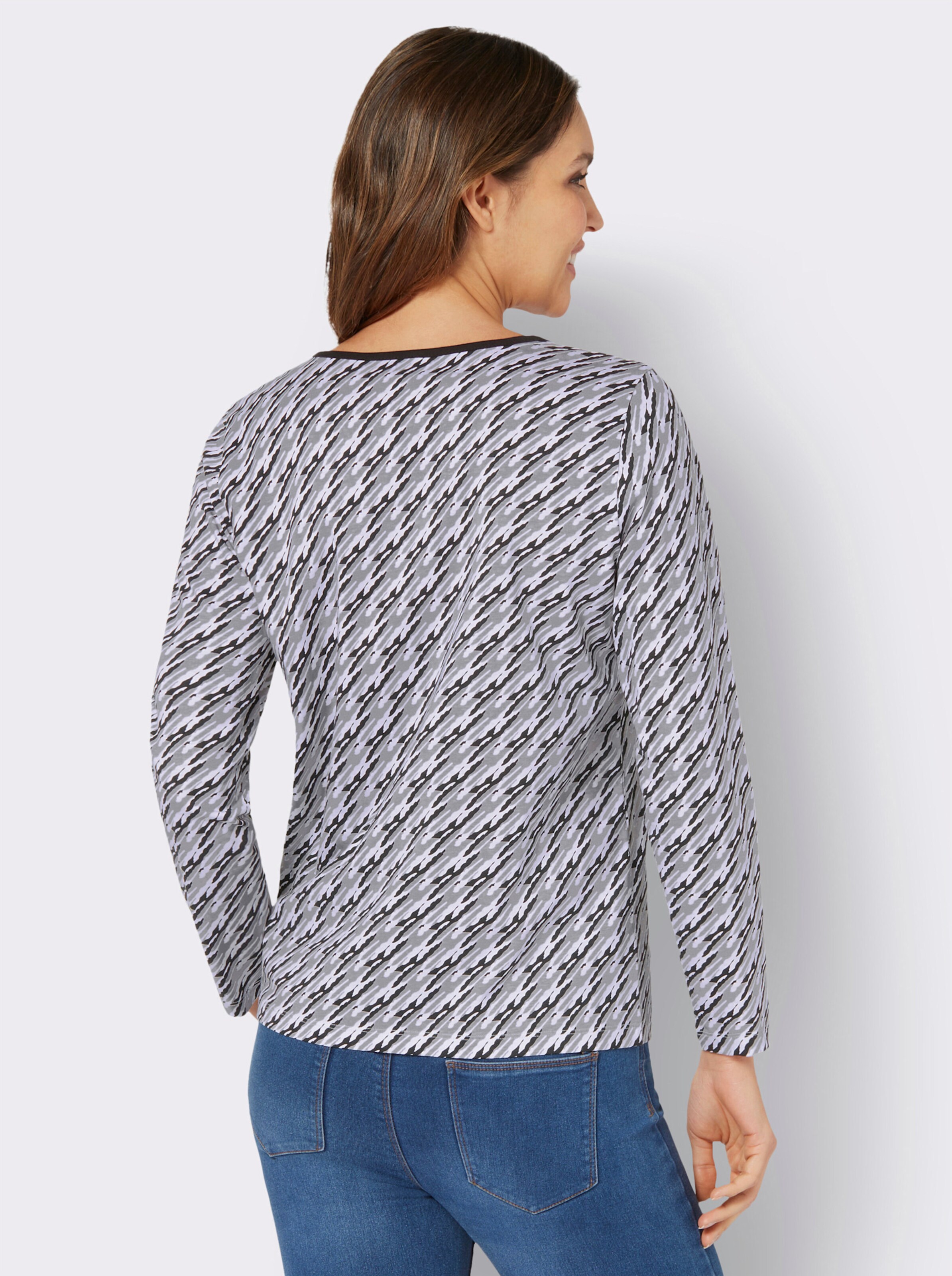 Langarmshirt im grafischen Muster