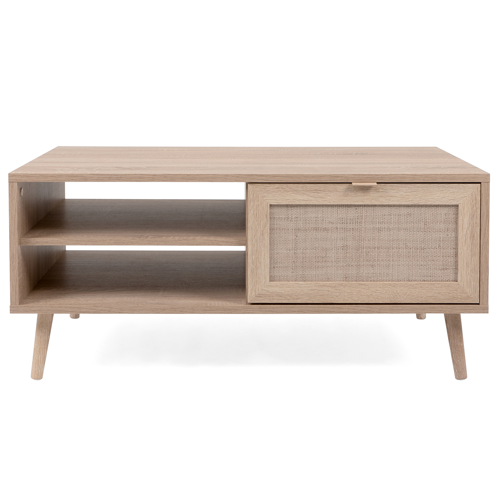 Couchtisch BALI - Sonoma Eiche - Rafia Geflecht - 100 cm breit