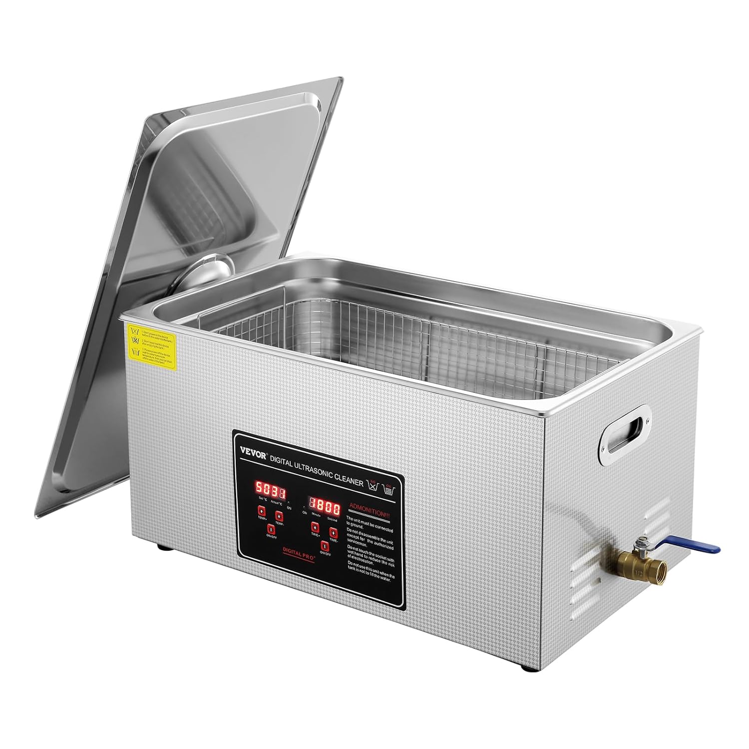 VEVOR Ultraschallreiniger Ultraschall Edelstahl-Reinigungsgerät 480 W, 22 L Ultraschallreinigungsgerät mit digitaler Anzeige 0-30 Min, Reinigung Ultraschall für Schmuck, Brillen, Uhren usw.
