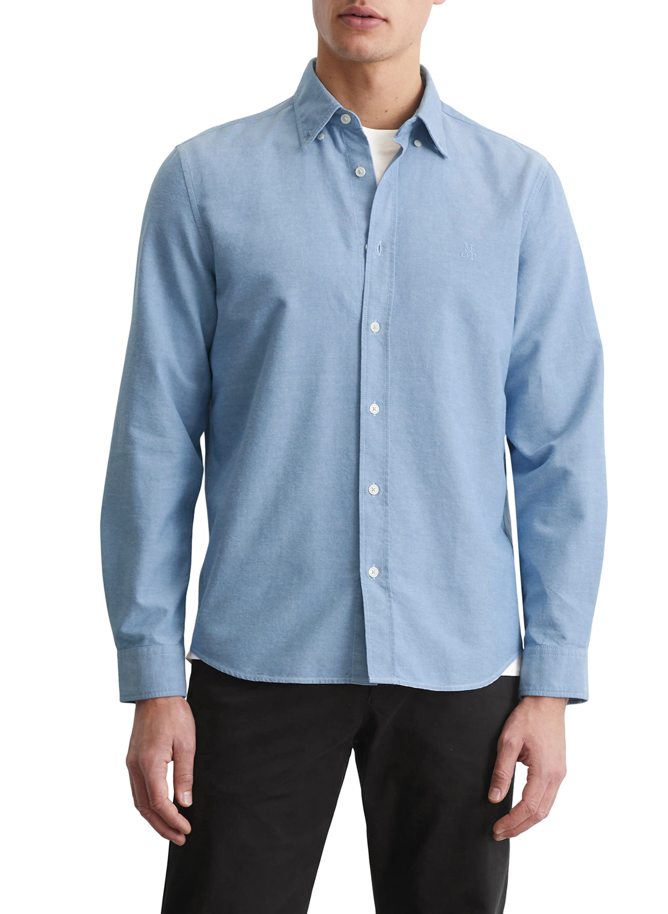 Chemise regular boutonnée en coton bio | Bleu