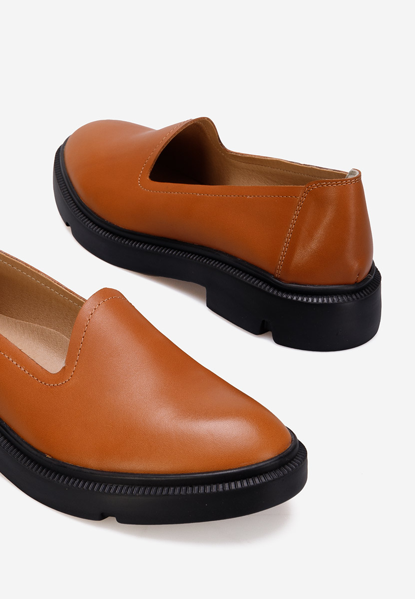 Chaussures casual femme en cuir chameau Manara