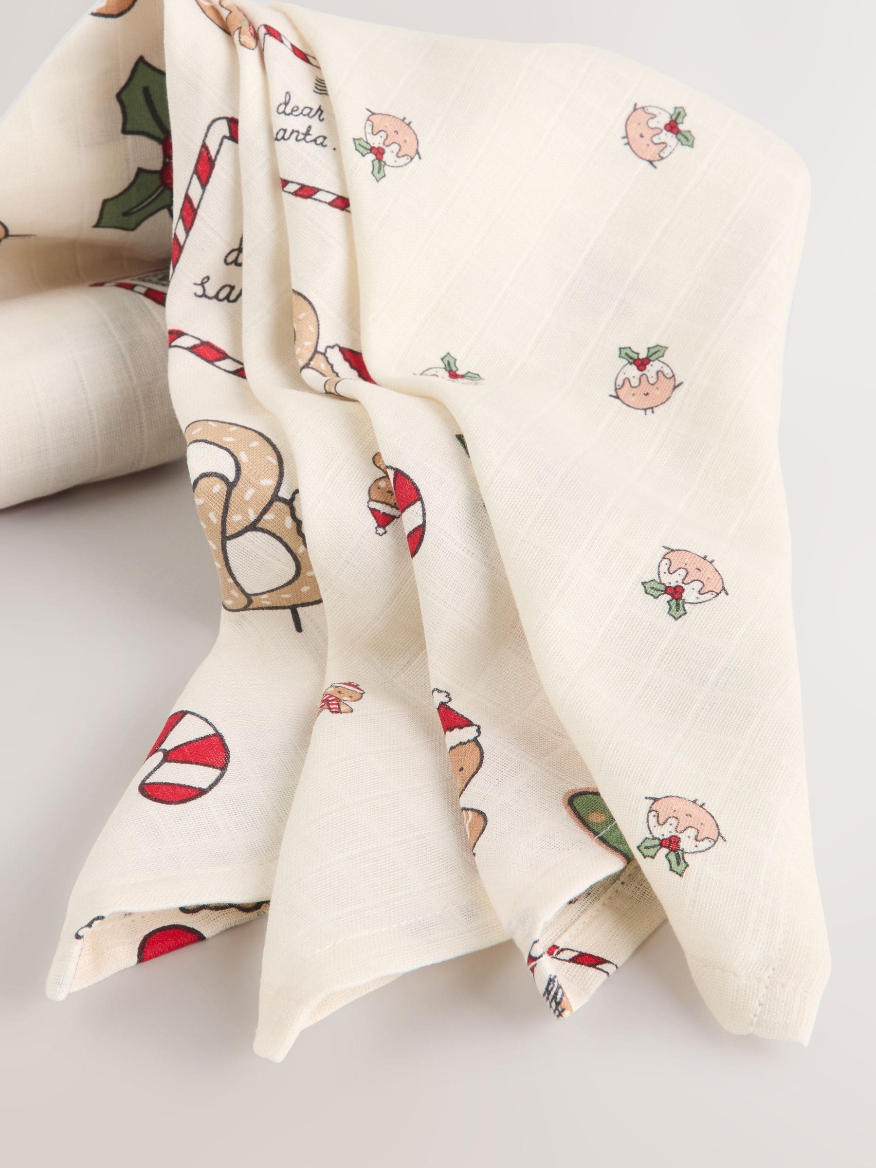 Kerstmis - Set van 4 mousseline babydoekjes