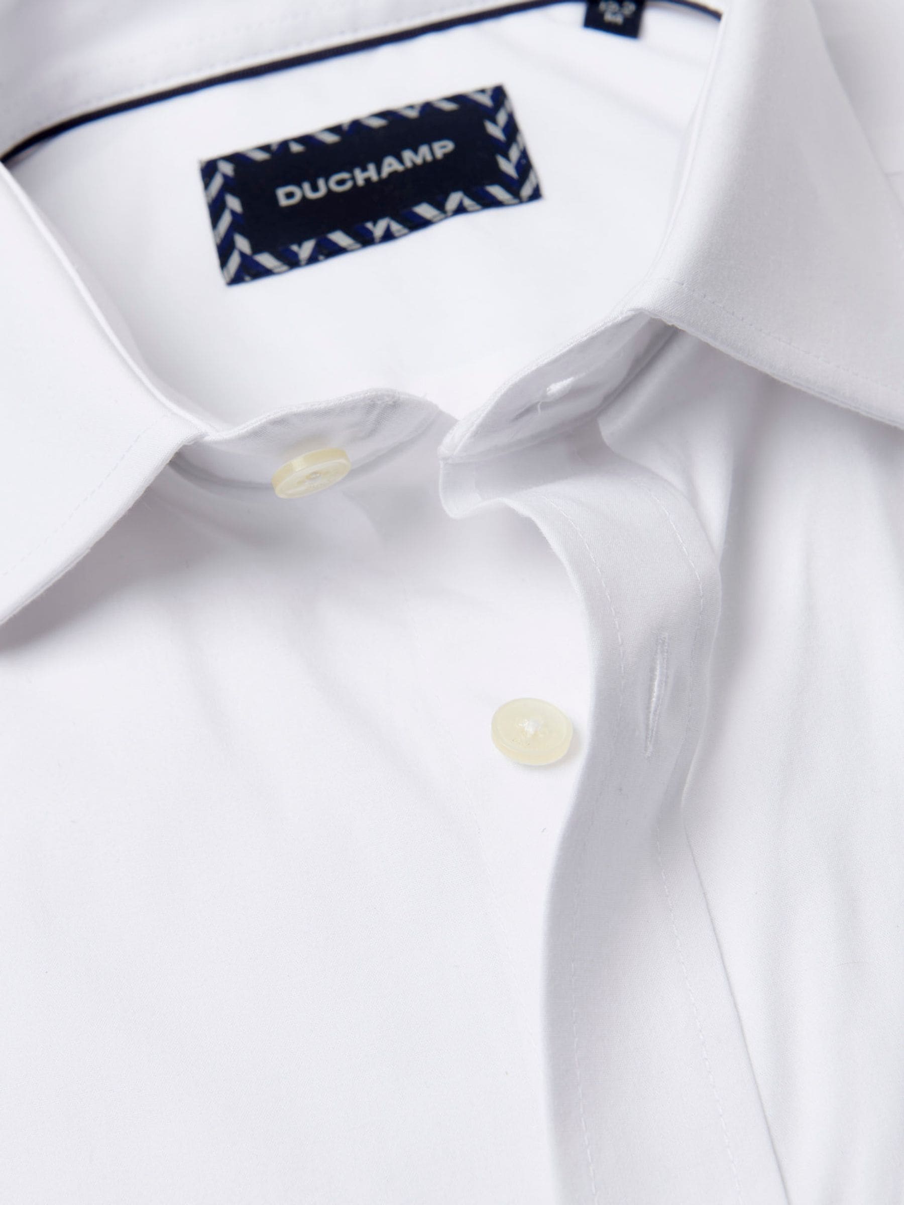 Wit - Duchamp poplin herenoverhemd met stretch