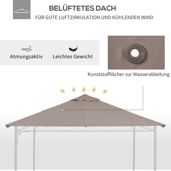 Gazebo Roof Replacement Gazebo Roof Gazebo Cover Solskjerm Polyester Beige 2,98 X 2,95 M