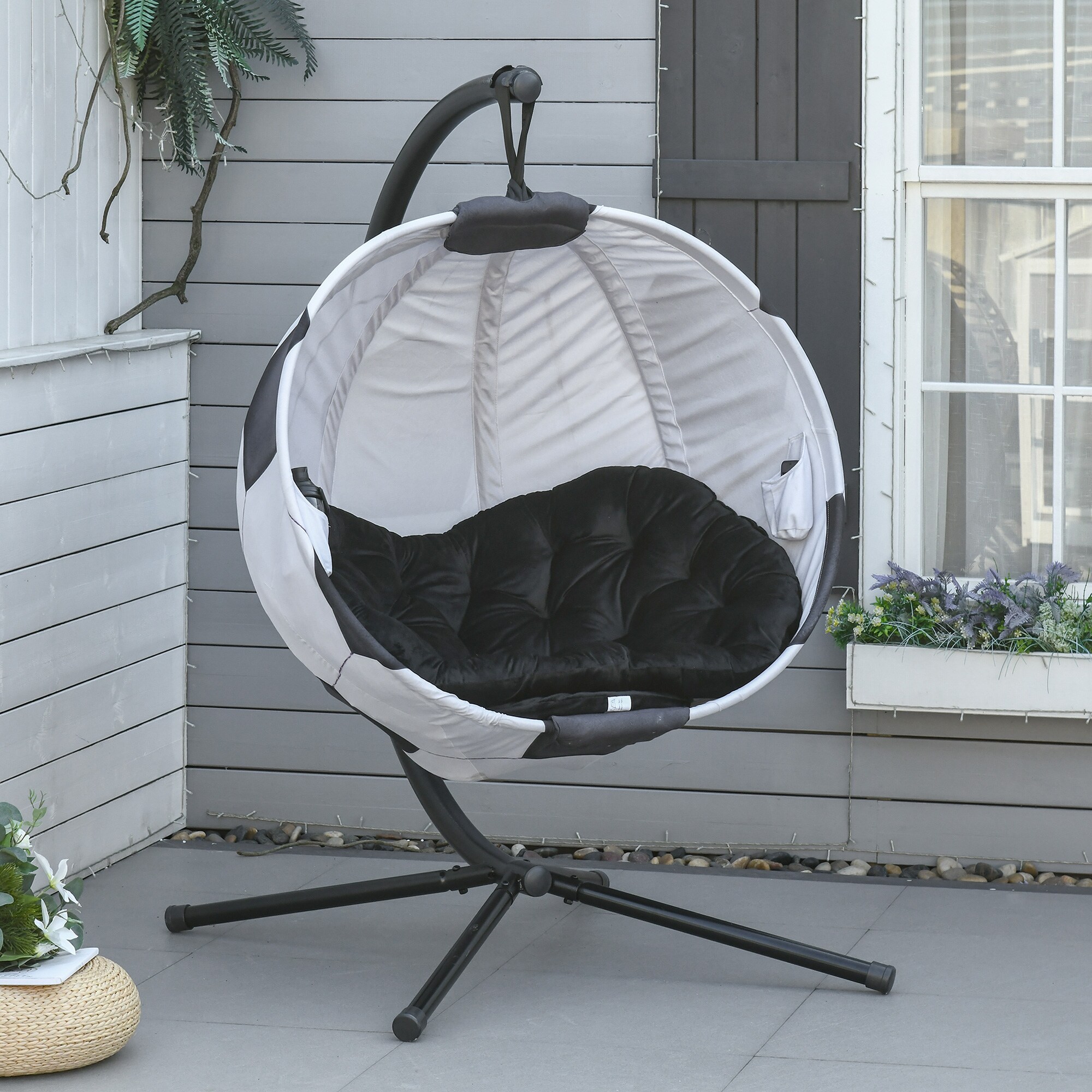 Outsunny Hängesessel im Fußball-Design bunt 126L x 114B x 172H cm
