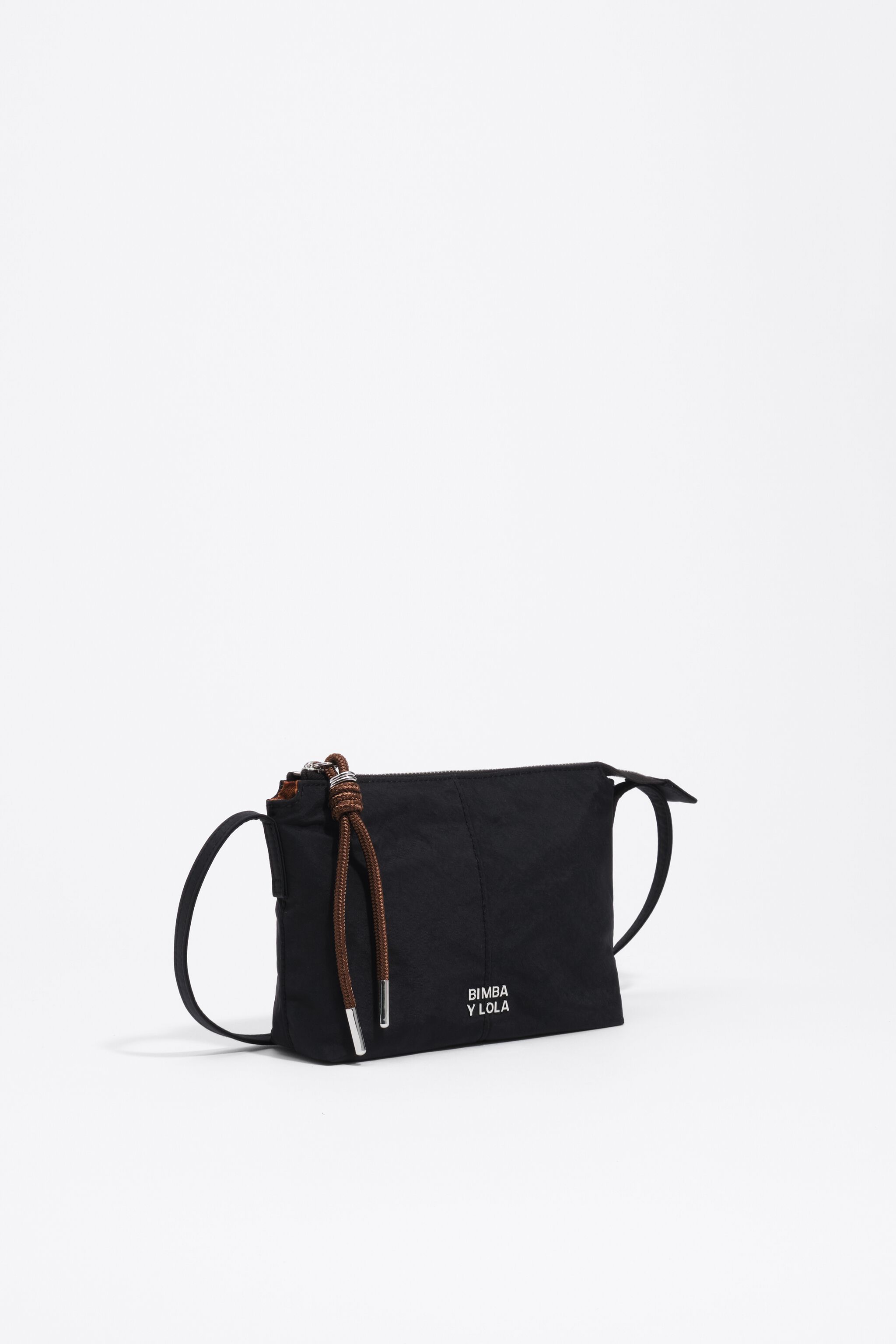 Bolsa transversal mini preta de nylon