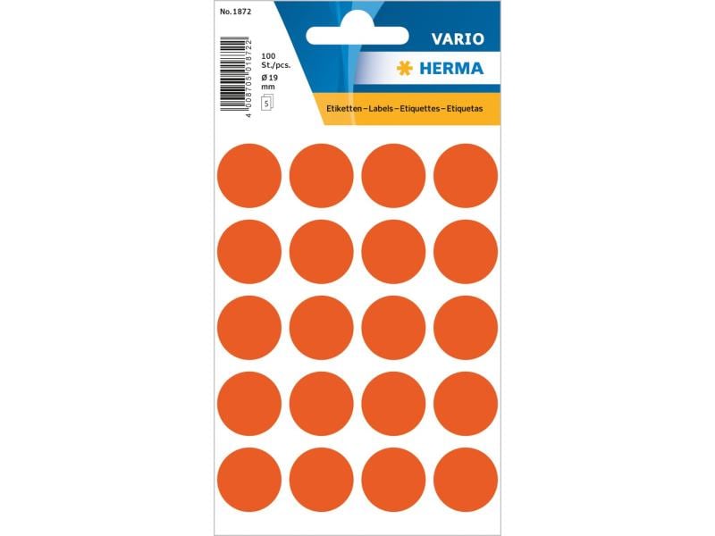 Herma Stickers Klebepunkte Vario Ø 19 mm, Rot Markierungspunkte Sticker