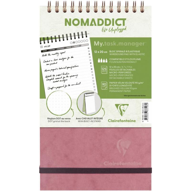 My.task.manager Age Bag bloc de bureau reliure intégrale en-tête 12x20 cm 250 pages détachables réglure DOT au verso - Rose antique
