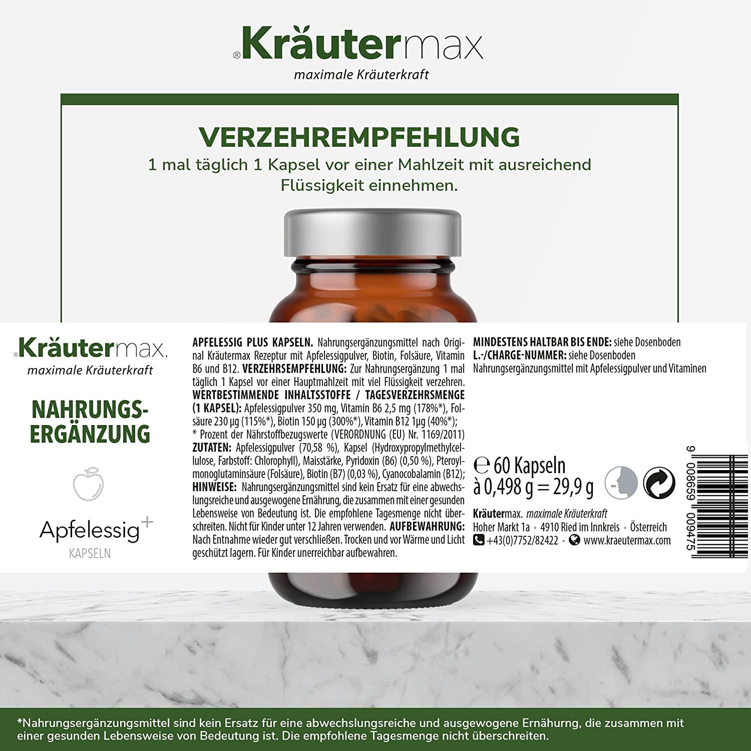 Kräutermax Apfelessig plus Kapseln