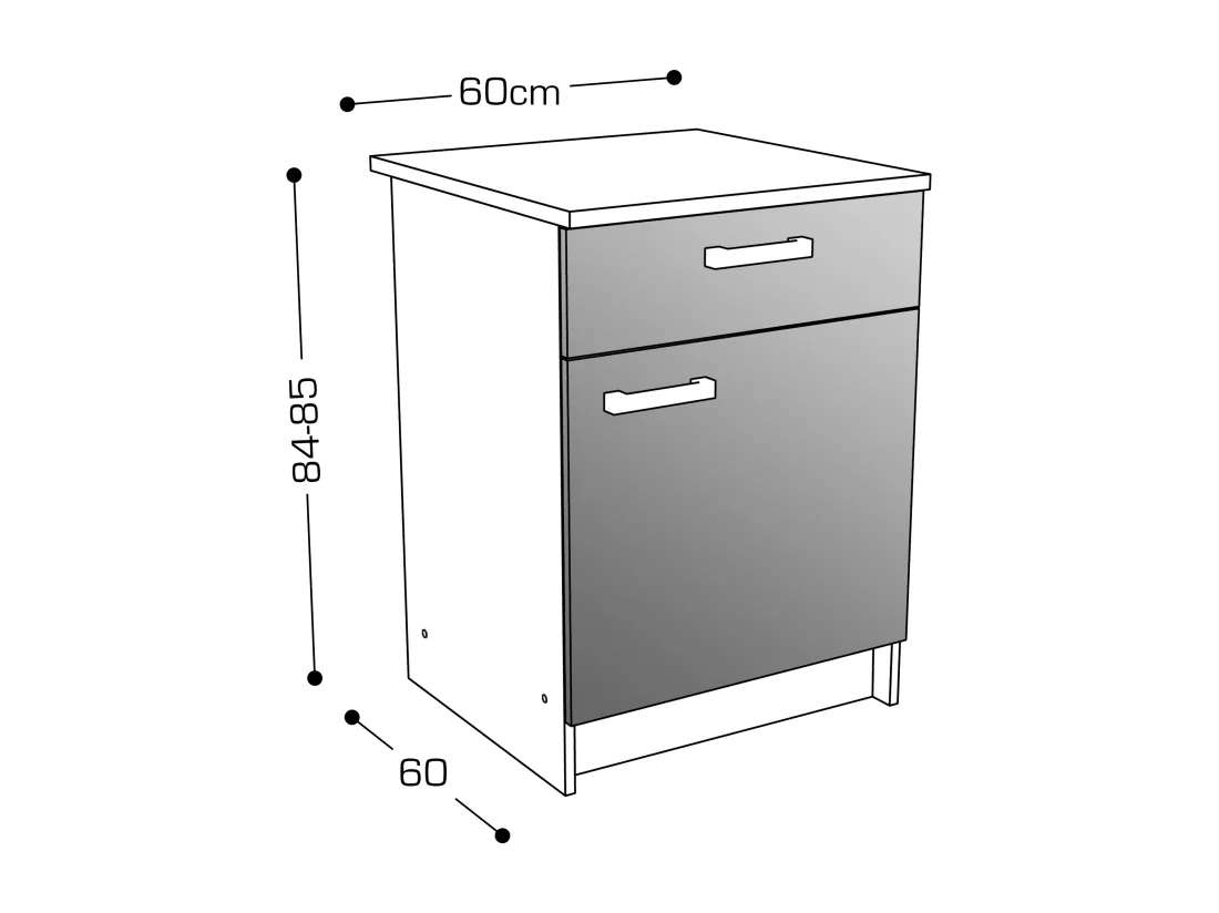 Cuisine complète - Avec plan de travail 300 cm - Naturel & Noir - TRATTORIA