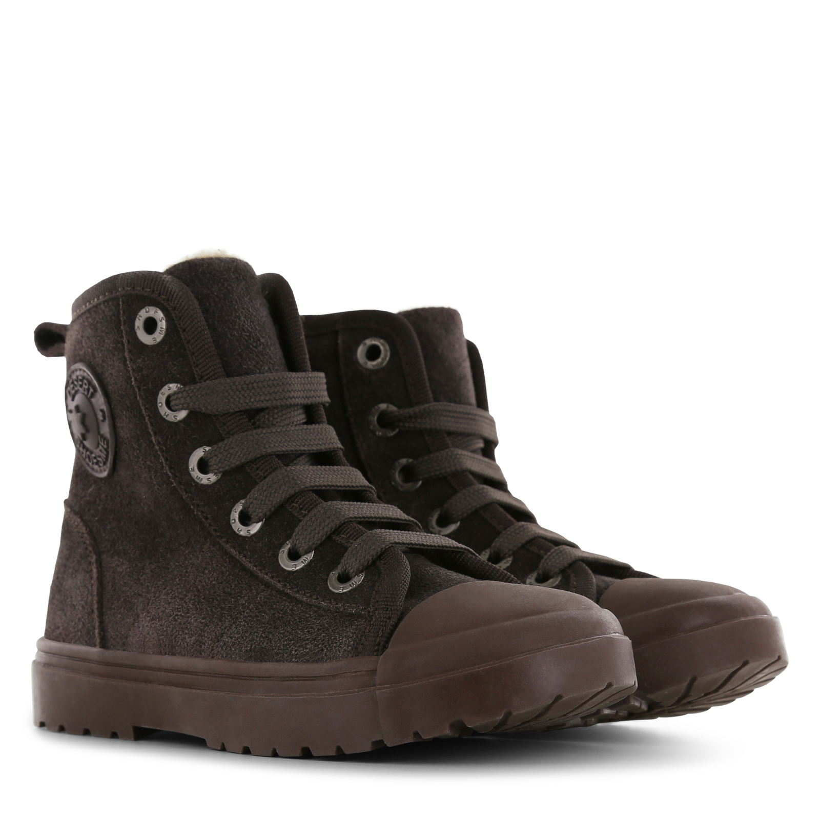 Shoesme donkerbruine warmgevoerde veterboot Suède | Jongens schoenen