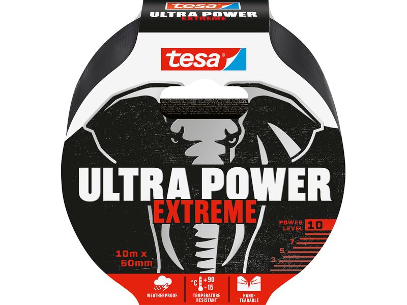 tesa Gewebeband Ultra Power Extreme, 10 m x 50 mm Reparaturband für Aussenanwendungen