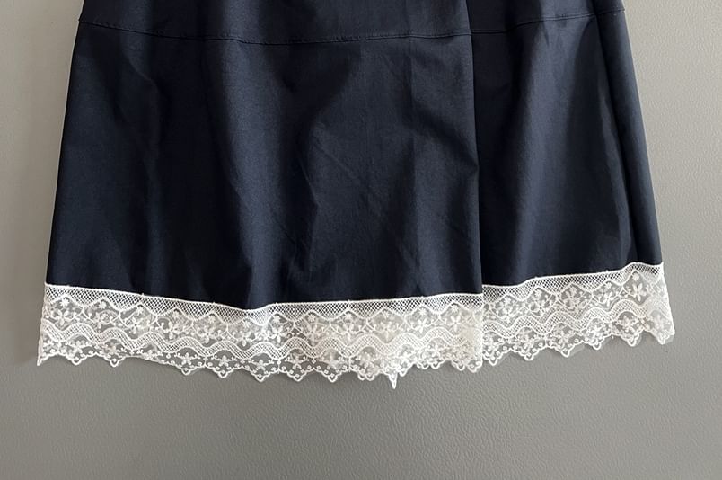 Rosehedge - Midi-A-lijn rok met elastische taille en effen kant