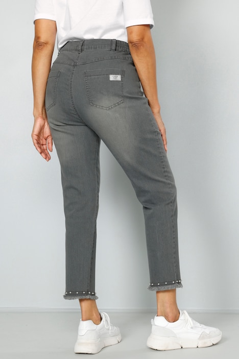 7/8-Jeans, Slim Fit, Fransensaum mit Zierperlen, 5-Pocket