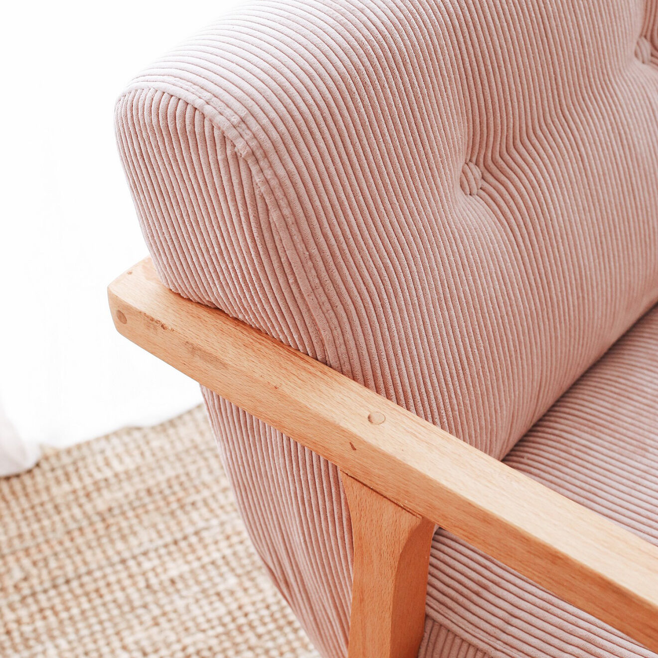 Homitis Fauteuil à bascule en Velours côtelé Nini Sallanan rose - 85x67x75 cm