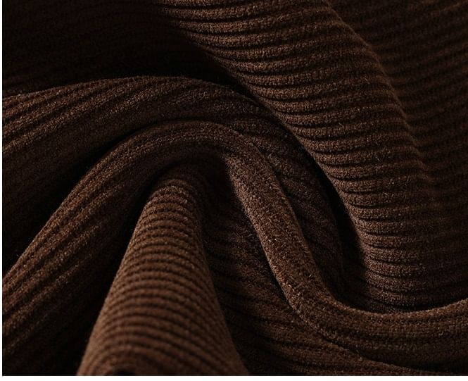 evanesce - Corduroy hoge taille elastische taille rib wijde pijpen broek
