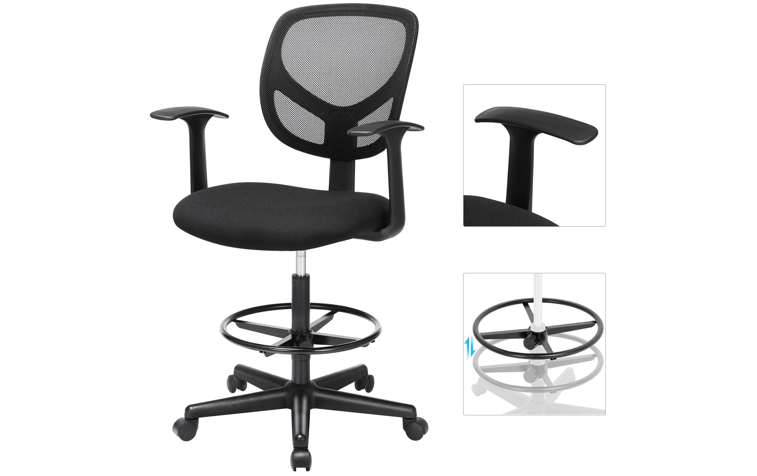 Bürostuhl mit Armlehnen und Fusskreuz, Schwarz<br>Bequemer und ergonomischer Schreibtischstuhl